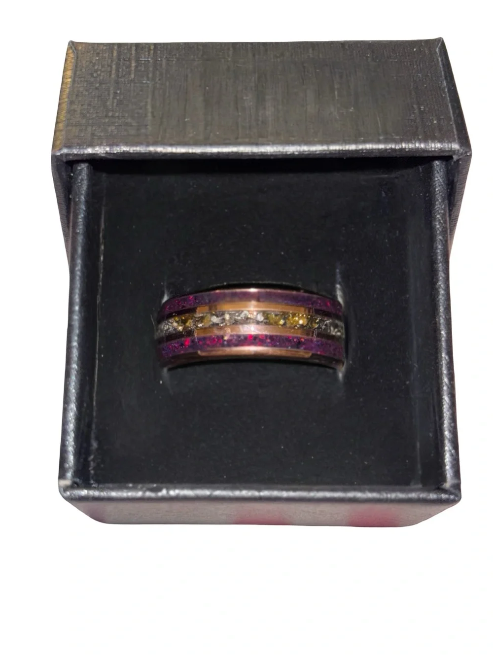 Stunning Rose Gold & Meteorite Inlay Ring Secret 
